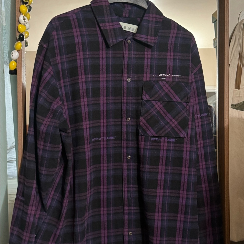 Off-White Oversized Logo-Appliquéd Checked Cotton-Blend Flannel Shirt